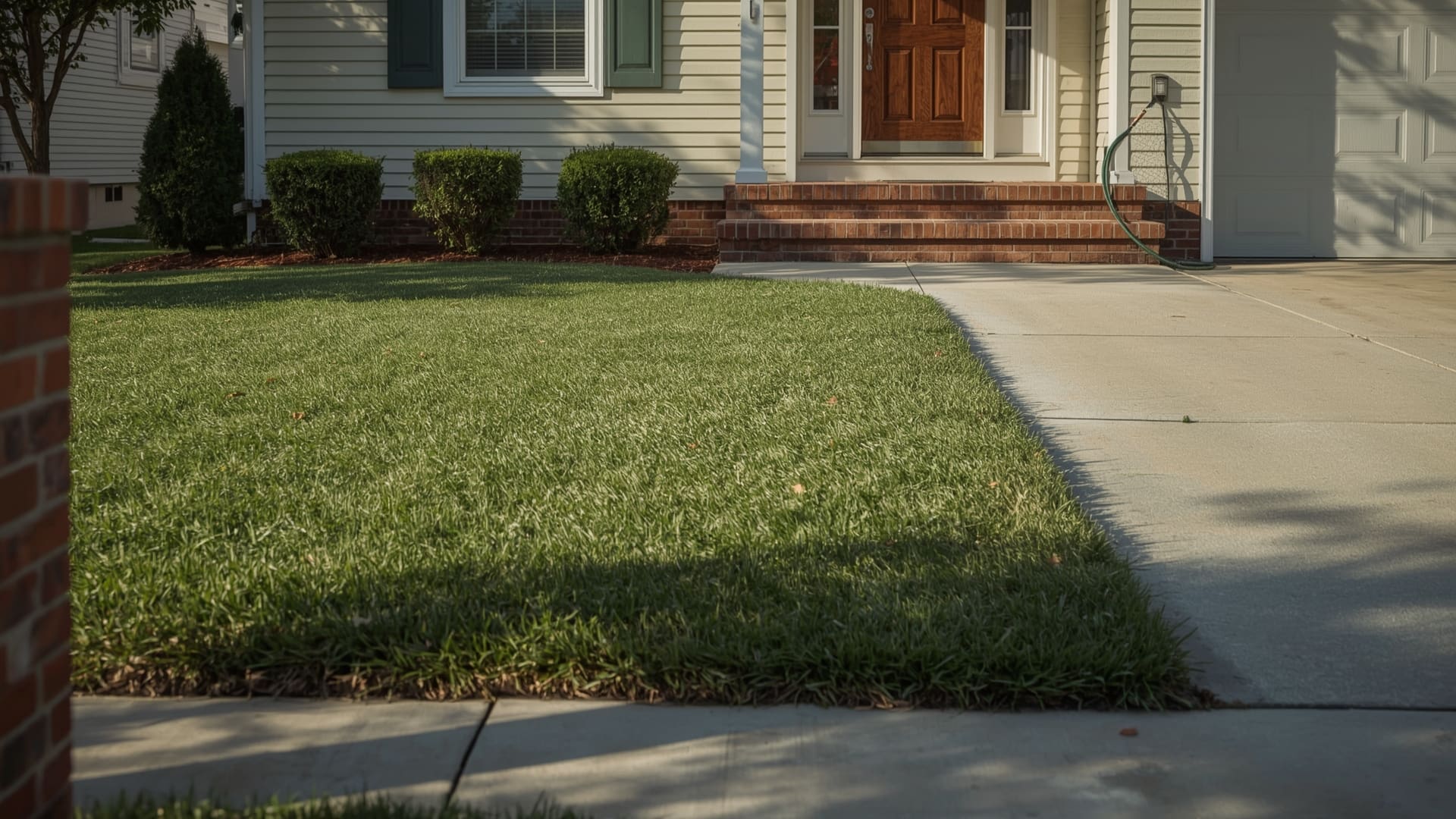 Freshly prepared suburban home exterior with cleared driveway ready for drone photography session