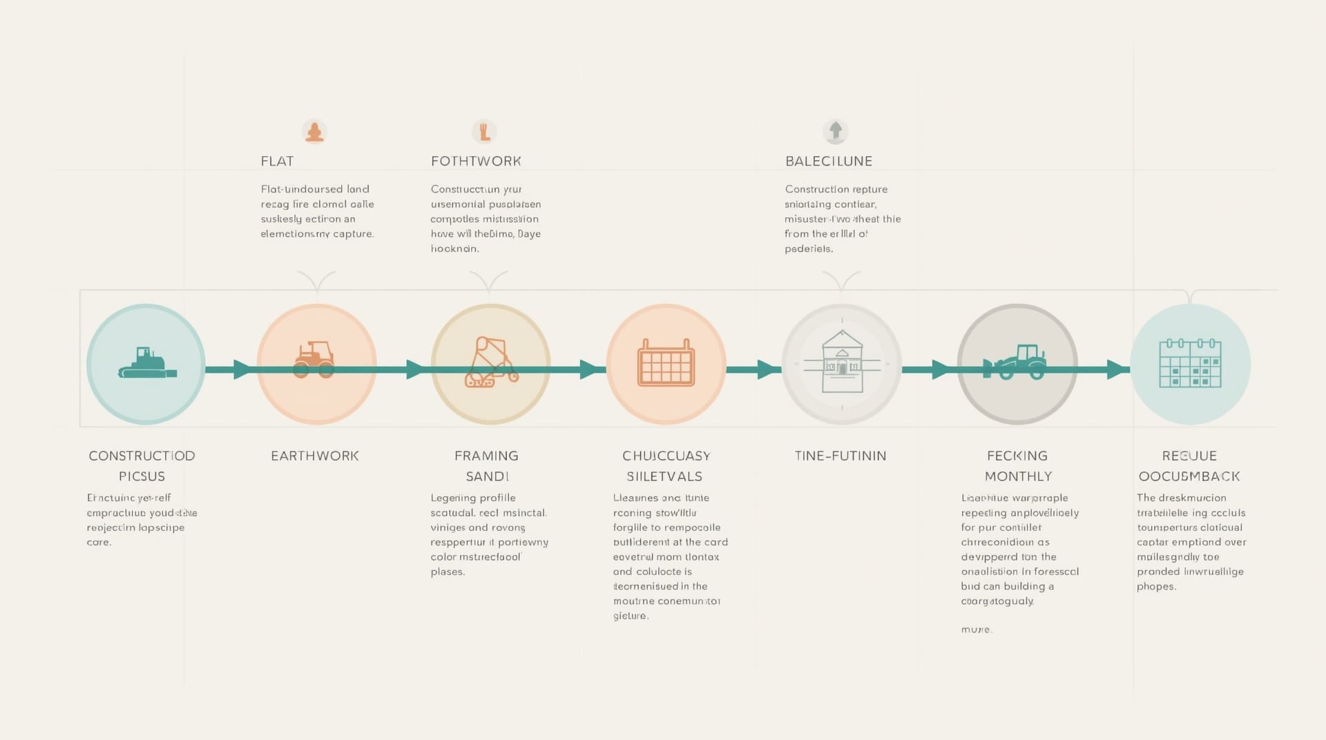 Timeline infographic showing five key drone survey scheduling phases in construction