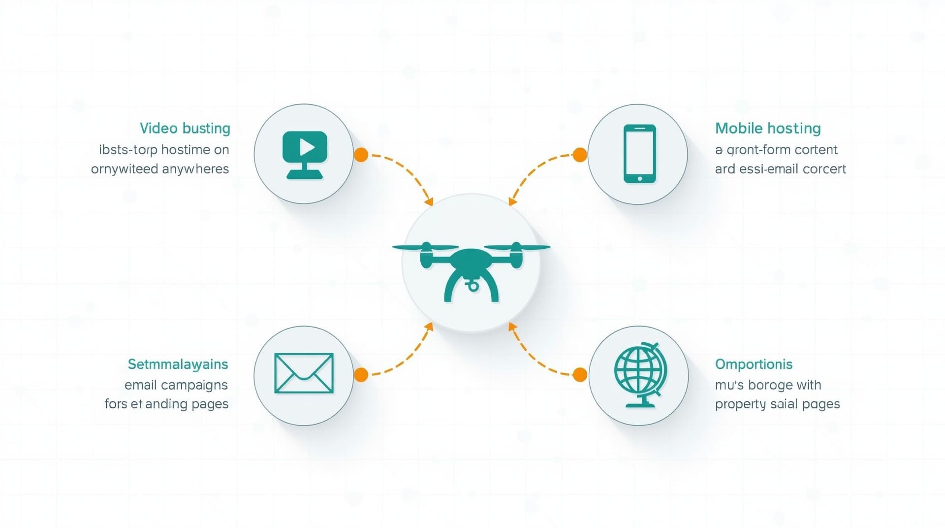 Infographic showing drone video content distributed across four marketing channels